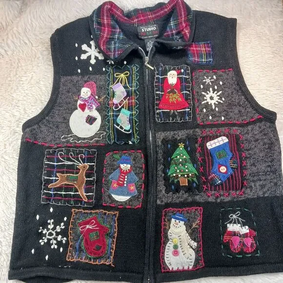 Design Studio Falalala Ugly Christmas Sweater Vest Winter Wonderland Woman's XL. - Picture 11 of 13